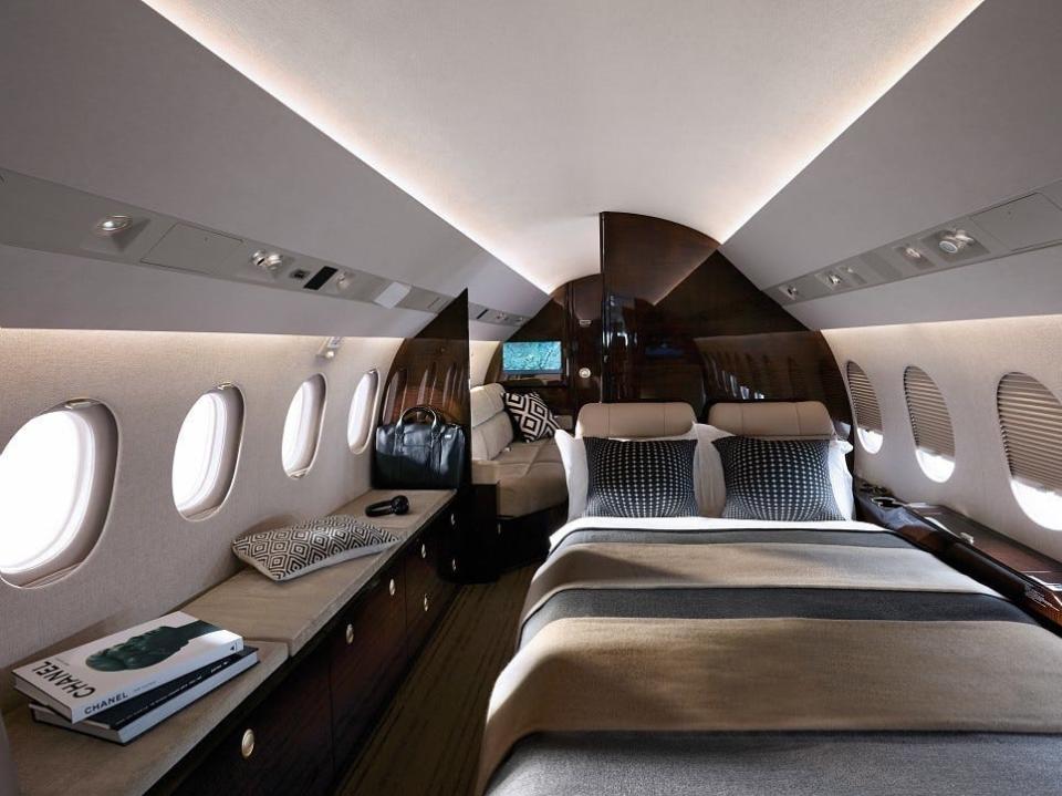 Converted bed in the Dassault Falcon 900.