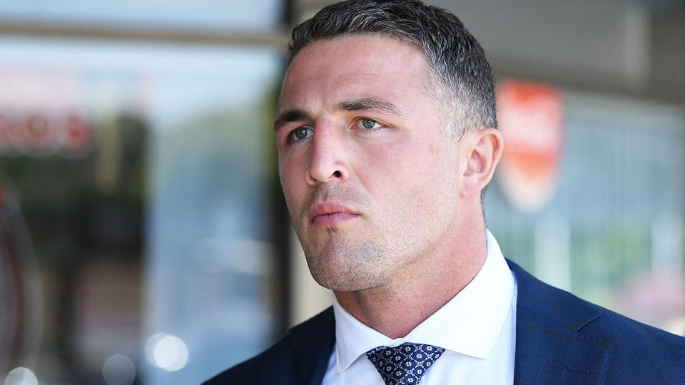 Sam Burgess is pictured here outside court in February, 2021.