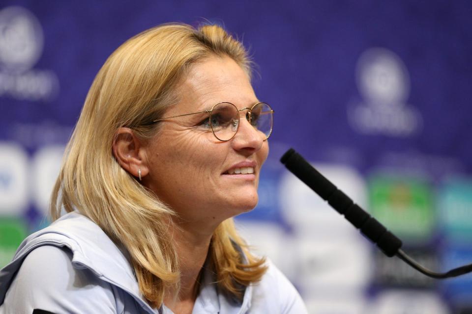 Sarina Wiegman addressed the media on the eve of leading England into the Euro 2022 final. (Nigel French/PA) (PA Wire)