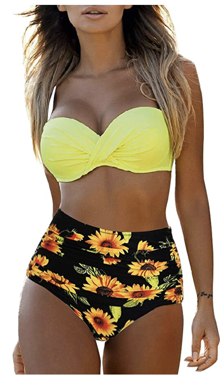 15) High-Waisted Bikini Bandeau Set