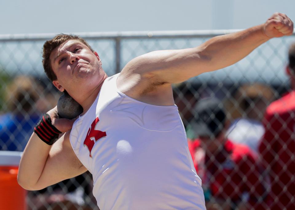 Kimberly's Ben Youngworth finished third in the Division 1 shot put at the WIAA state track and field meet in La Crosse in June.