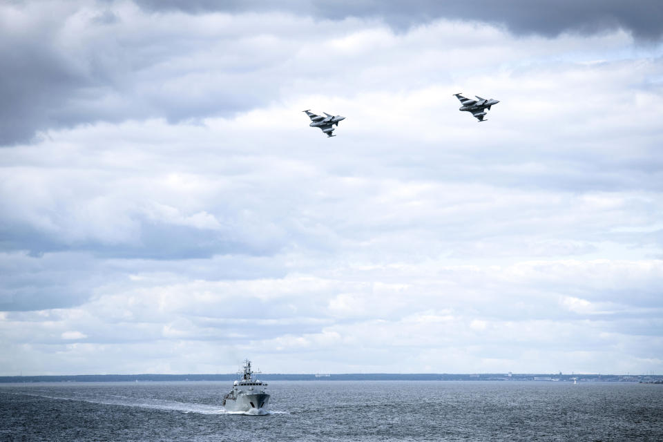 FILE - In this photo provided by the Swedish Armed Forces on Tuesday, Aug. 25, 2020, troops patrol by both air and sea in the Baltic Sea region. Finland and Sweden have signaled their intention to join NATO over Russia’s war in Ukraine and things will move fast once they formally apply for membership in the world’s biggest security alliance. Russian President Vladimir Putin has already made clear that there would be consequences if the two Nordic countries join. (Antonia Sehlstedt/Swedish Armed Forces/TT via AP, File)