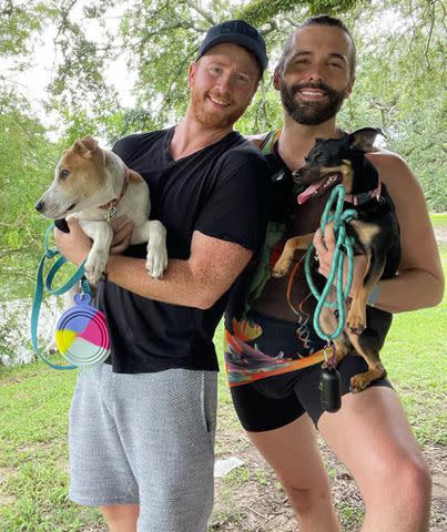 Jonathan Van Ness Instagram Jonathan Van Ness and Mark Peacock with their dogs.