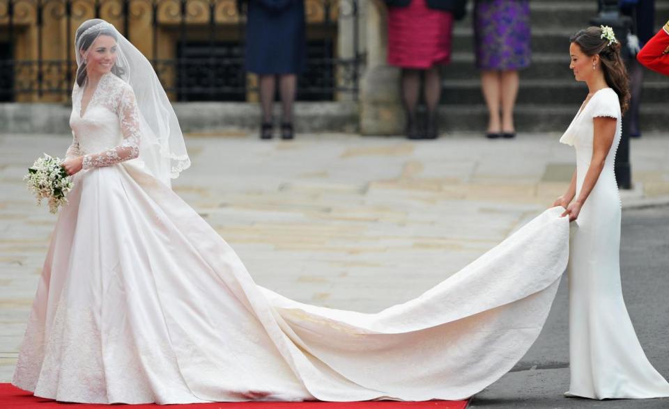 Kate Middleton wearing a Alexander McQueen wedding dress in 2011 (Getty Images)