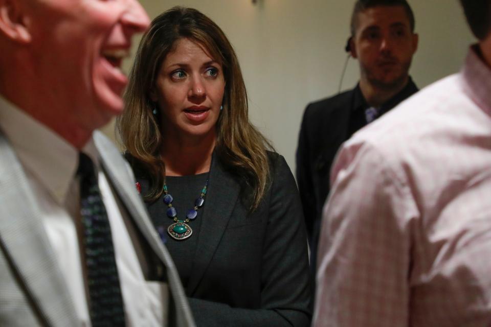 Wendi Adelson, ex-wife of Dan Markel, attends a memorial service for former Florida State University President Sandy D'Alemberte at Ruby Diamond Concert Hall Wednesday, June 5, 2019.