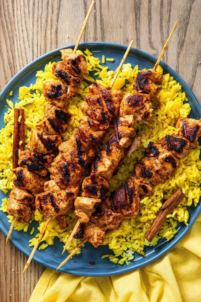 <p>If you're looking for a new Indian dish to perfect at home, you've got to try our chicken tikka recipe. The traditional dish consists of small pieces of marinated chicken, threaded onto skewers and grilled. </p><p>Get the <a href="https://www.delish.com/uk/cooking/recipes/a30622260/chicken-tikka/" rel="nofollow noopener" target="_blank" data-ylk="slk:Chicken Tikka" class="link rapid-noclick-resp">Chicken Tikka</a> recipe. </p>