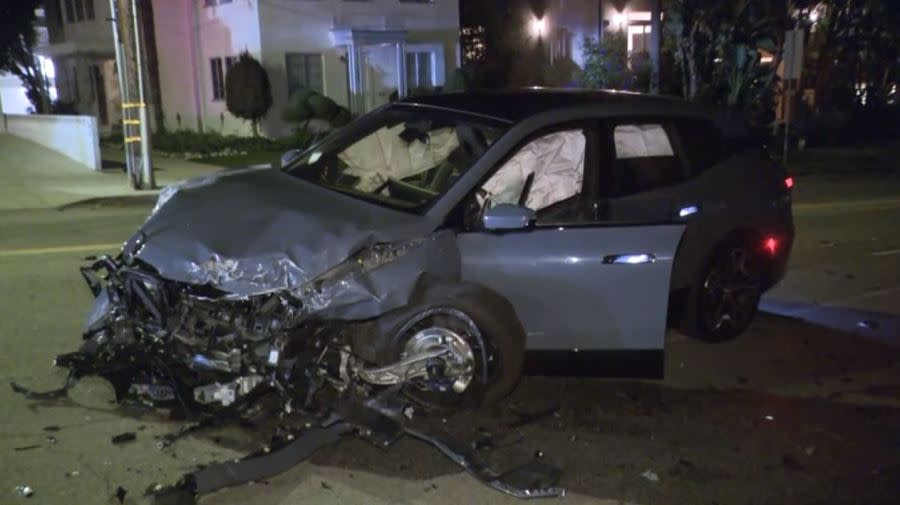 A multi-vehicle crash left six people injured in Pacific Palisades on Nov. 3, 2023. (KTLA)