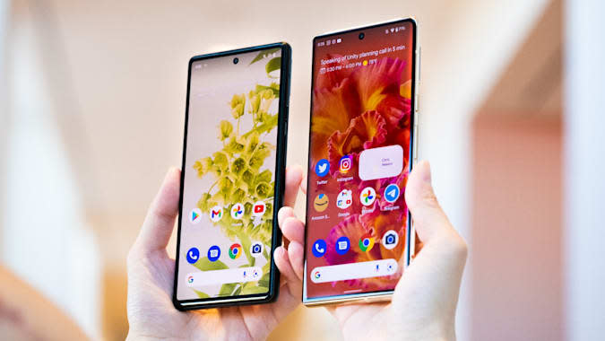 The two handsets, side by side