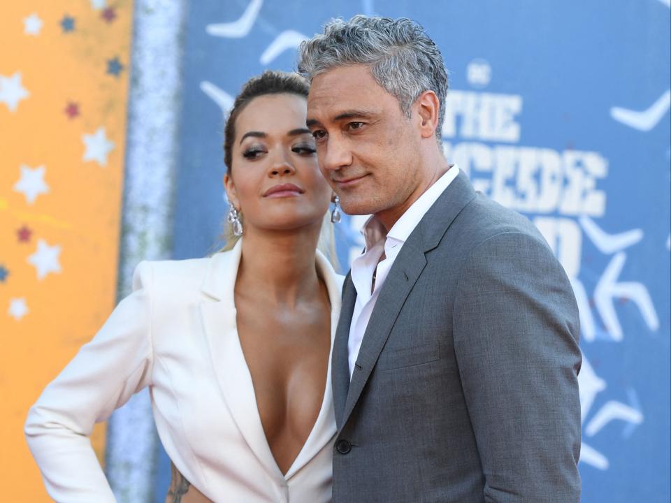 Rita Ora and Taika Waititi at the premiere of ‘The Suicide Squad’ in LA on 2 August (AFP via Getty Images)