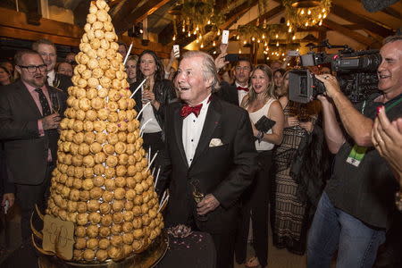 A Croquembouche is presented at chef Jacques Pepin's 80th Birthday celebration at the FOOD & WINE Classic in Aspen, Colorado June 19, 2015 in this handout picture provided by FOOD & WINE magazine. REUTERS/Galdones Photography/Courtesy of FOOD & WINE magazine/Handout via Reuters