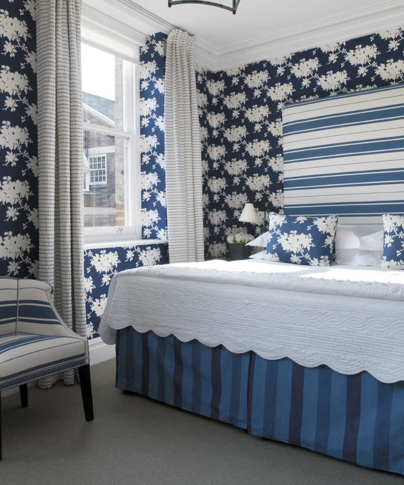 Kit Kemp-designed bedroom suite in her Firmdale Hotel