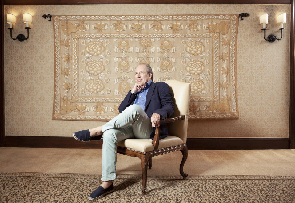 FILE - This July 10, 2019 photo shows composer Hans Zimmer posing for a portrait at the Montage Hotel in Beverly Hills, Calif. Zimmer and Jacob Shea provide the score for “Planet Earth: A Celebration," premiering on Monday at 8 p.m. ET/7p.m. CT across BBC AMERICA, AMC, SundanceTV and IFC. (Photo by Rebecca Cabage/Invision/AP, File)