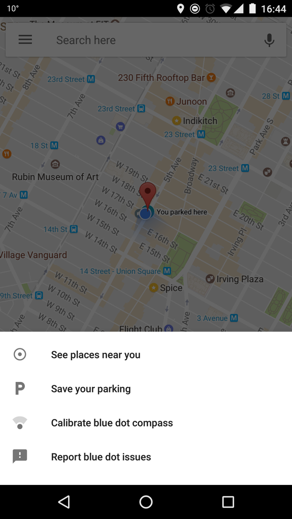 Tap your location to mark where you're leaving your car.