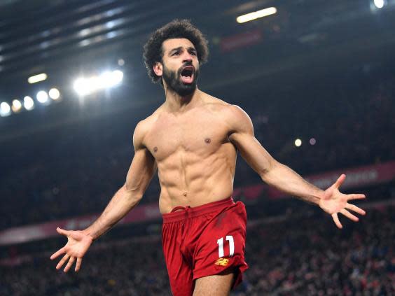 Mohamed Salah of Liverpool celebrates after scoring (Getty Images)