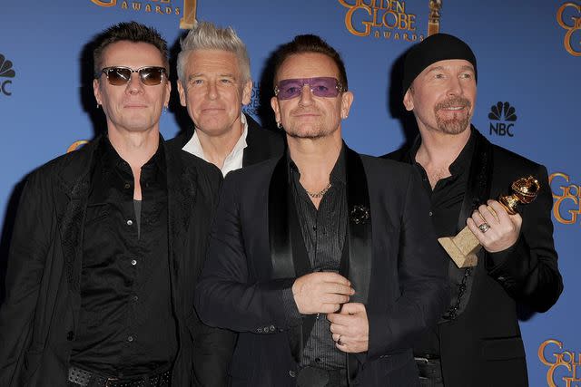 <p>Steve Granitz/WireImage</p> U2 at the Golden Globes in Beverly Hills in January 2014