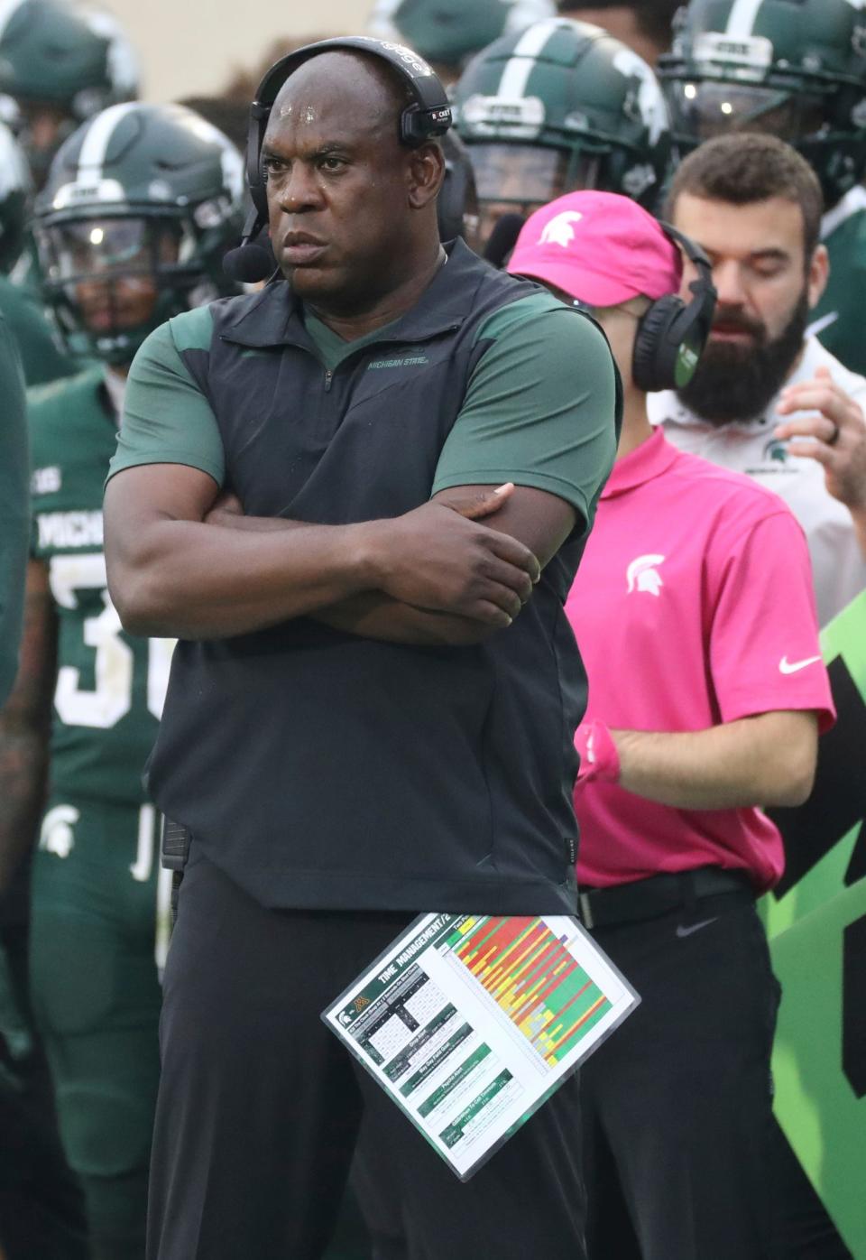 Michigan State Spartans head coach Mel Tucker during the 34-7 loss to the Minnesota Golden Gophers at Spartan Stadium, Saturday, Sept. 24, 2022.