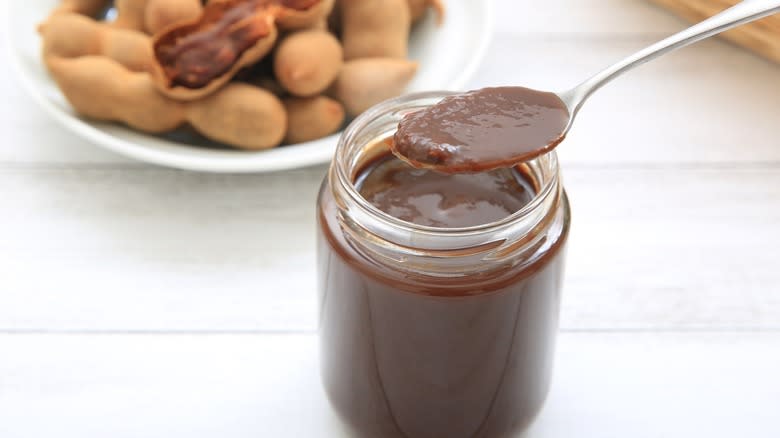 Jar of homemade tamarind paste