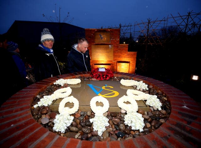 The memorial outside the ground