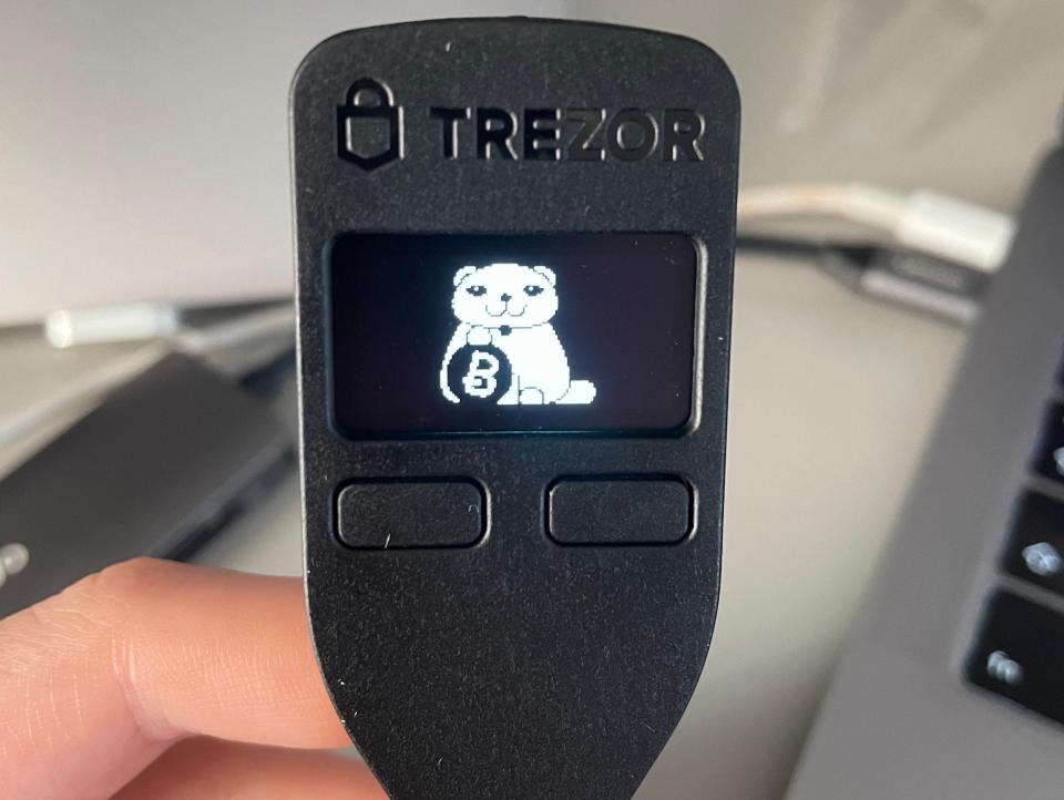 Cat home screen on my Trezor wallet