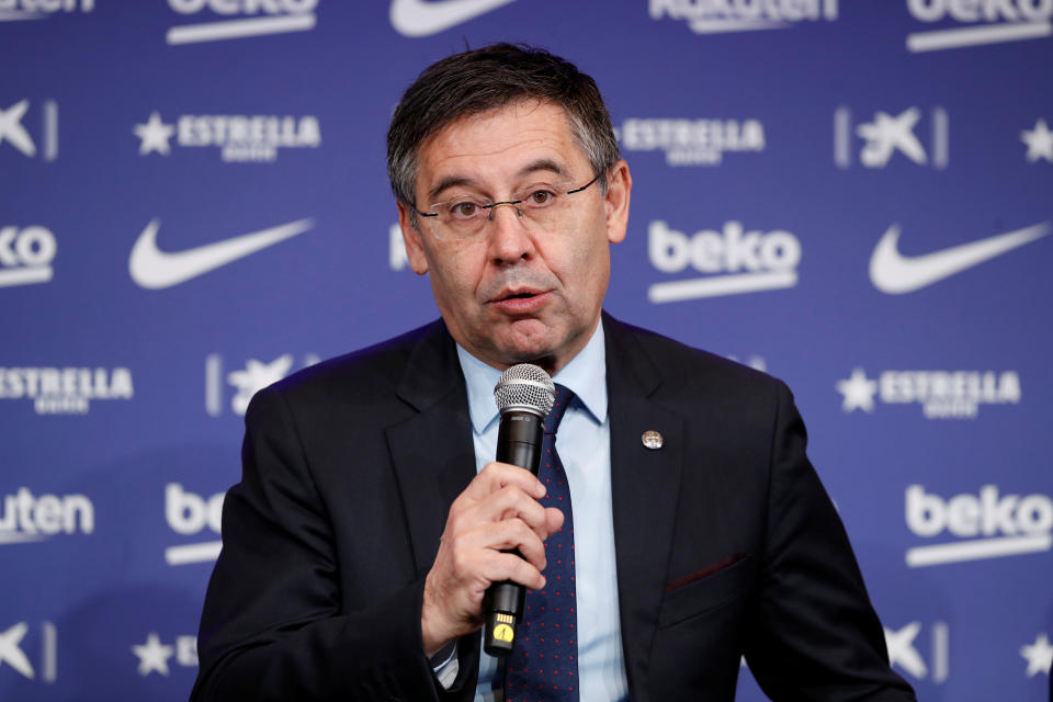 Barcelona denied a report the club hired a firm to protect president Josep Bartomeu's reputation and damage Lionel Messi's. (REUTERS/Albert Gea)