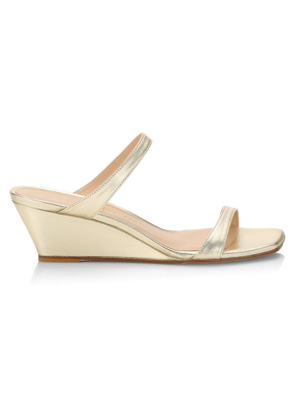 Aleena Metallic Leather Wedge Sandal