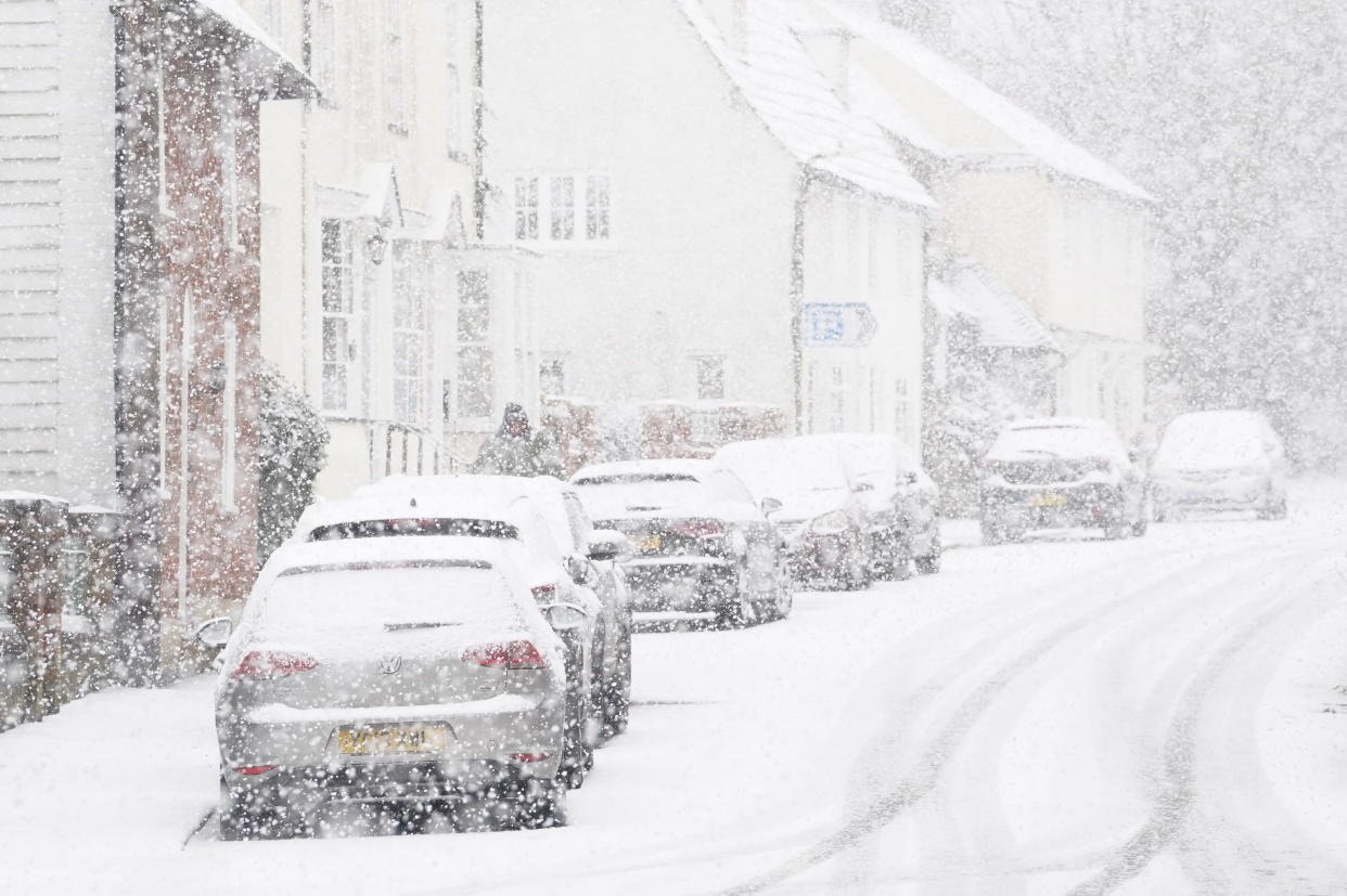 More snow and ice could be on the way in February similar to these scenes in Lenham, Kent, in January, according to forecasters. (Getty)