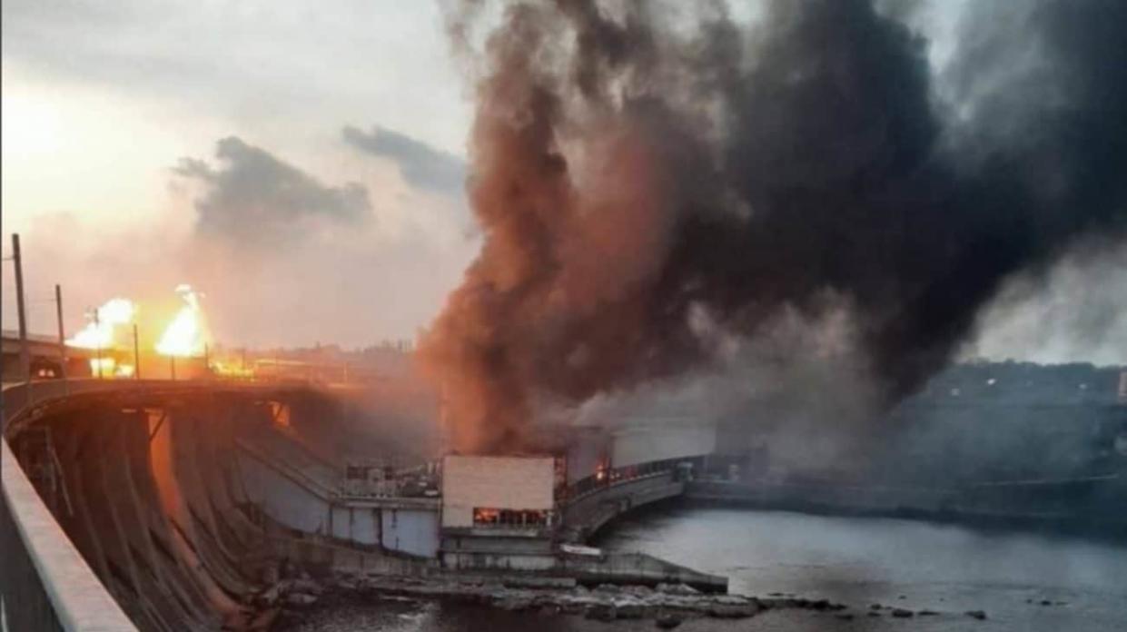 Damaged Dnipro hydroelectric power plant. Photo: Denys Shmyhal, Prime Minister of Ukraine