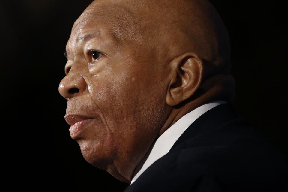 In this Aug. 7, 2019, photo, Rep. Elijah Cummings, D-Md., speaks during a luncheon at the National Press Club in Washington. U.S. Rep. Cummings has died from complications of longtime health challenges, his office said in a statement on Oct. 17, 2019. (AP Photo/Patrick Semansky)