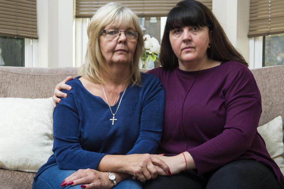 Jan Pearce (left) and Amanda Pearce (right) the mother and sister of 31-year-old victim Danny Pearce. (Lucy Young/Evening Standard/eyevine)