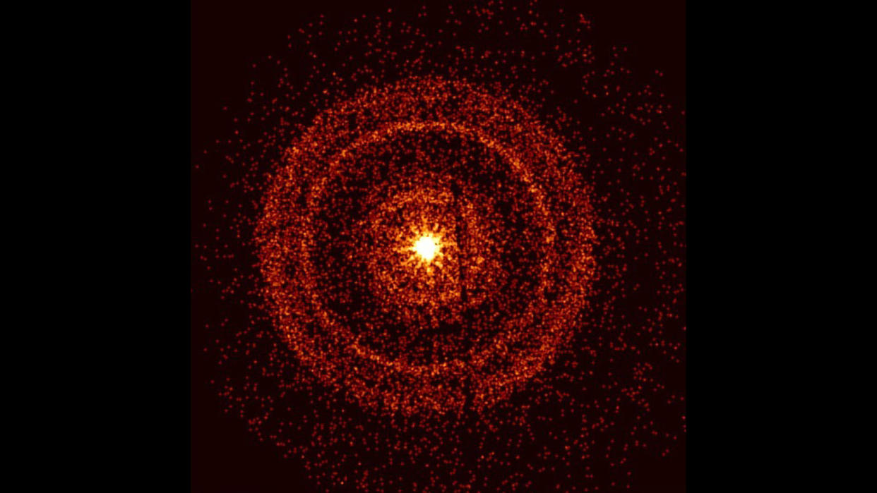  The brightest gamma-ray burst ever seen as observed by the Swift X-Ray Telescope around an hour after it erupted.  