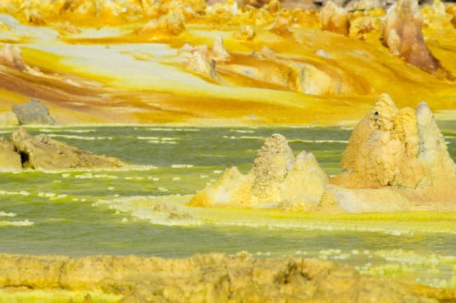 Inside the explosion crater of Dallol volcano, Danakil Depression, Ethiopia