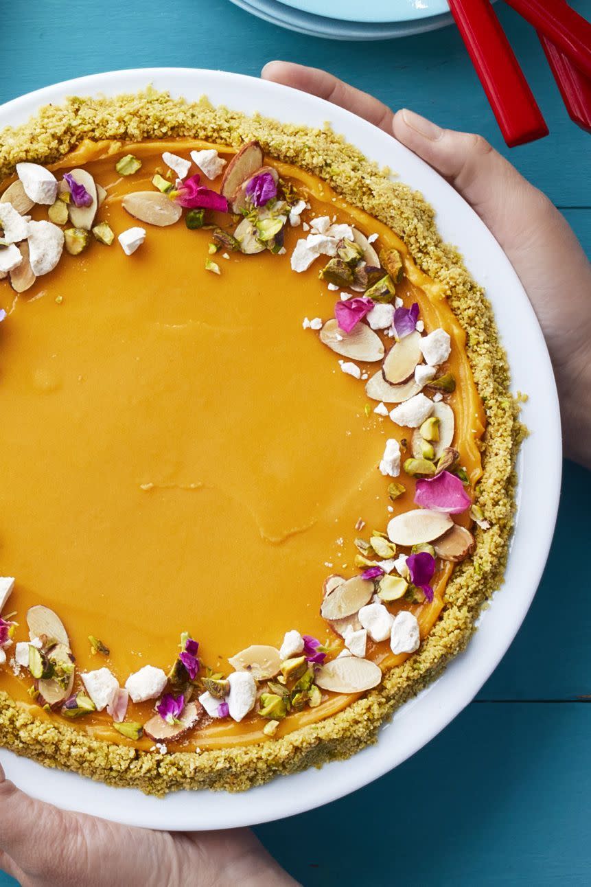 <p>The winning combination of mango and pistachios is key to this quick and stunning dessert.</p><p><em><a href="https://www.womansday.com/food-recipes/food-drinks/recipes/a58995/mango-sorbet-pie-recipe/" rel="nofollow noopener" target="_blank" data-ylk="slk:Get the recipe from Woman’s Day »;elm:context_link;itc:0;sec:content-canvas" class="link ">Get the recipe from Woman’s Day »</a></em><br></p>