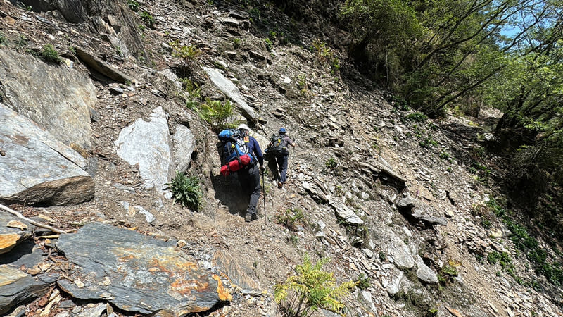 花蓮地震  郡大林道4失聯登山客平安脫困 4名登山客3日行經郡大林道時，不巧遇上花蓮強震造 成林道崩塌、一度受困失聯，南投縣消防局搜救人員 獲報挺進山區救援，4日下午順利引導眾人脫困離 開。 （南投縣消防局提供） 中央社記者鄭維真傳真  113年4月4日 