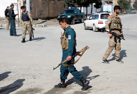 Afghan security forces keep watch outside a mosque after a blast in Kabul, Afghanistan May 24, 2019. REUTERS/Omar Sobhani