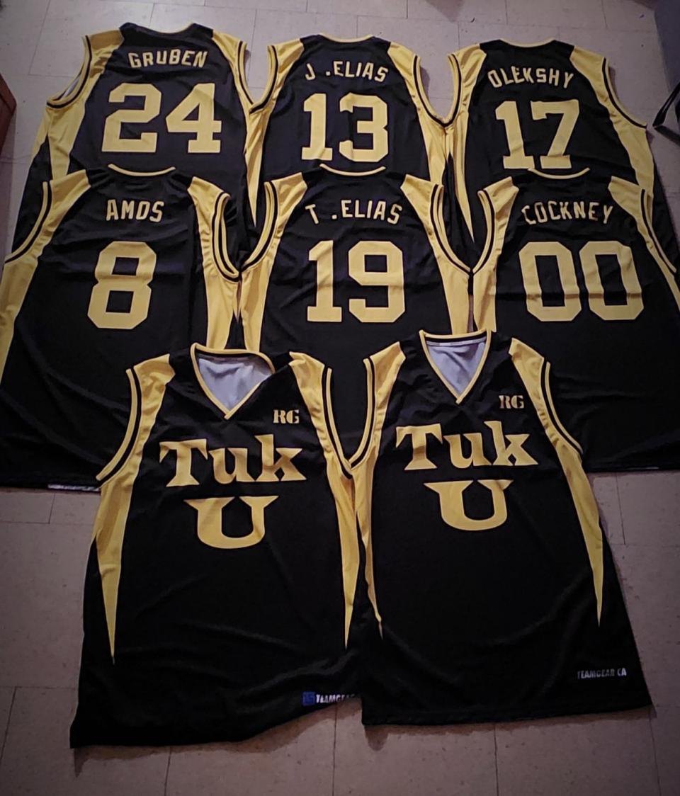 New jerseys for Tuk U Basketball team. Four of the teams players, including Noah Gruben, drive almost two hours from Tuktoyaktuk to Inuvik to play in a league in Inuvik.