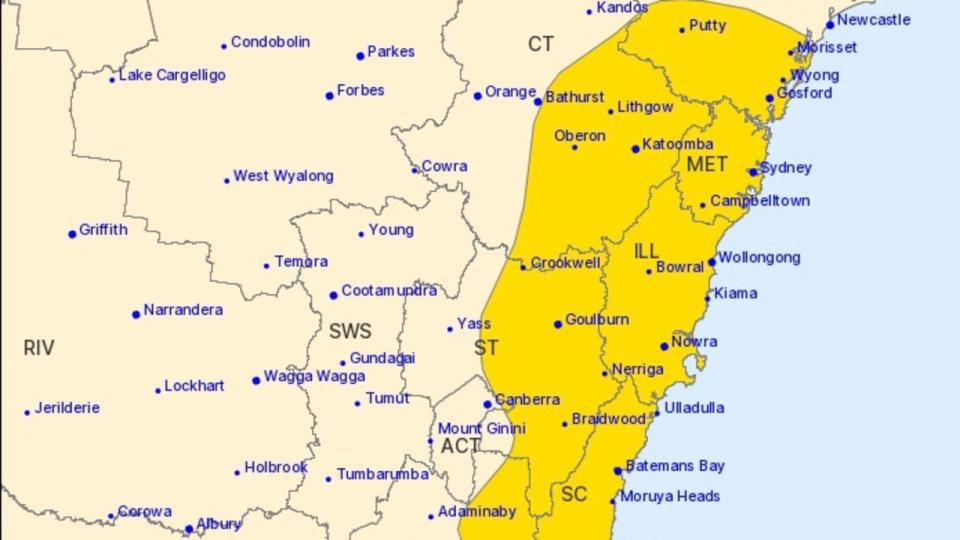 A severe weather warning is in place for large parts of the NSW coast. Picture: Bureau of Meteorology