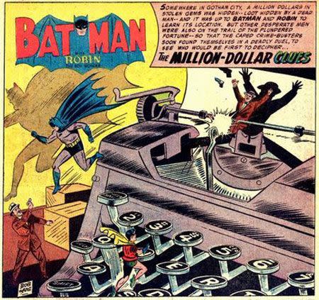 The climactic action sequence of Mankiewicz's Batman film was inspired by the oversized props seen in vintage Batman comics. (Photo: DC Comics)