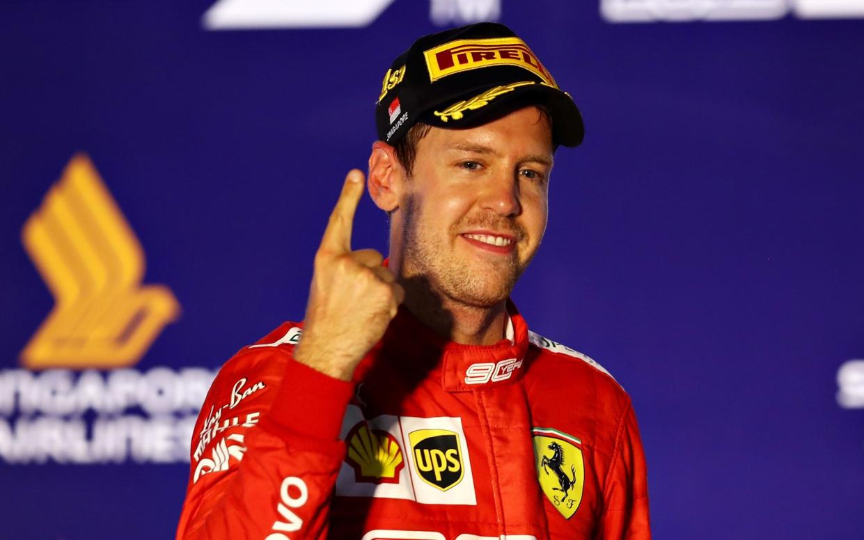 Sebastian Vettel's famous right index finger returned following his victory in Singapore - Getty Images AsiaPac