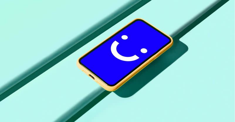  Visible smile logo on phone. 