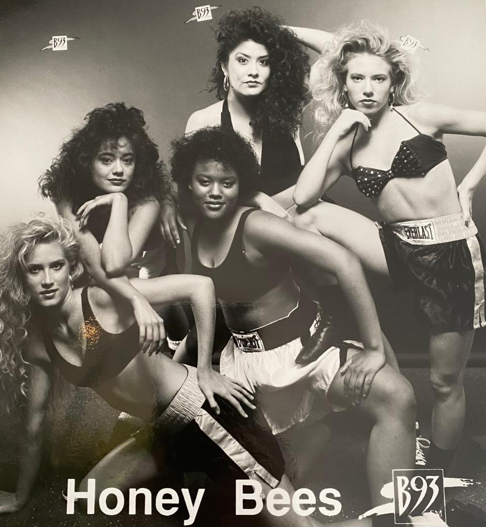 Among many show biz ventures, Larissa Clark, left, danced with the B93 Honey Bees, a group associated with the B93 radio station.