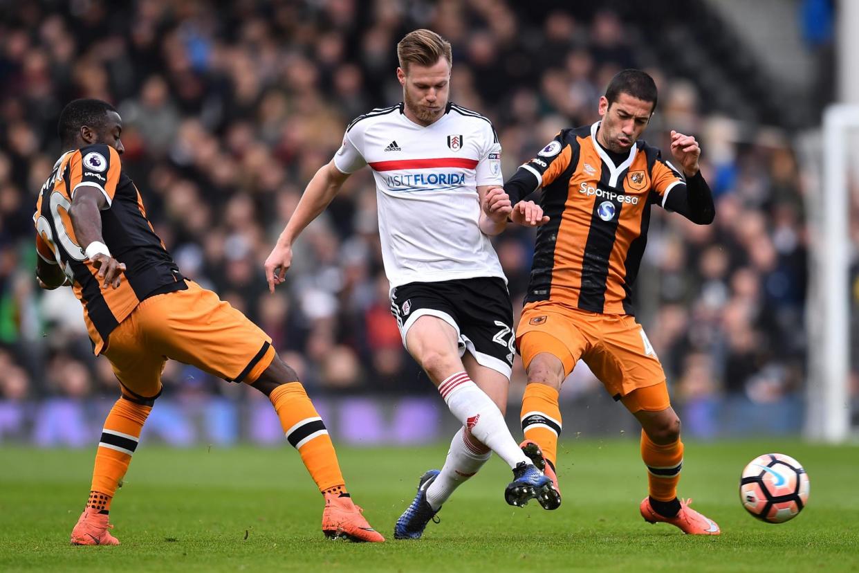 Kalas in action against Hull in the FA Cup earlier this season: AFP/Getty Images