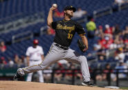 Pittsburgh Pirates starting pitcher Chase De Jong (37) delivers a pitch during the first inning of a baseball game against the Washington Nationals, Wednesday, June 16, 2021, in Washington. (AP Photo/Carolyn Kaster)