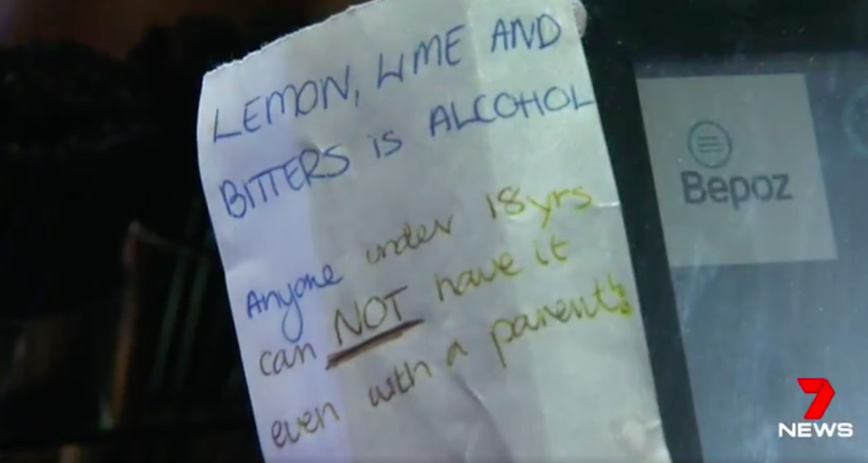 The pub says it can’t run the risk of getting a hefty fine if caught serving alcohol to children. Source: 7News