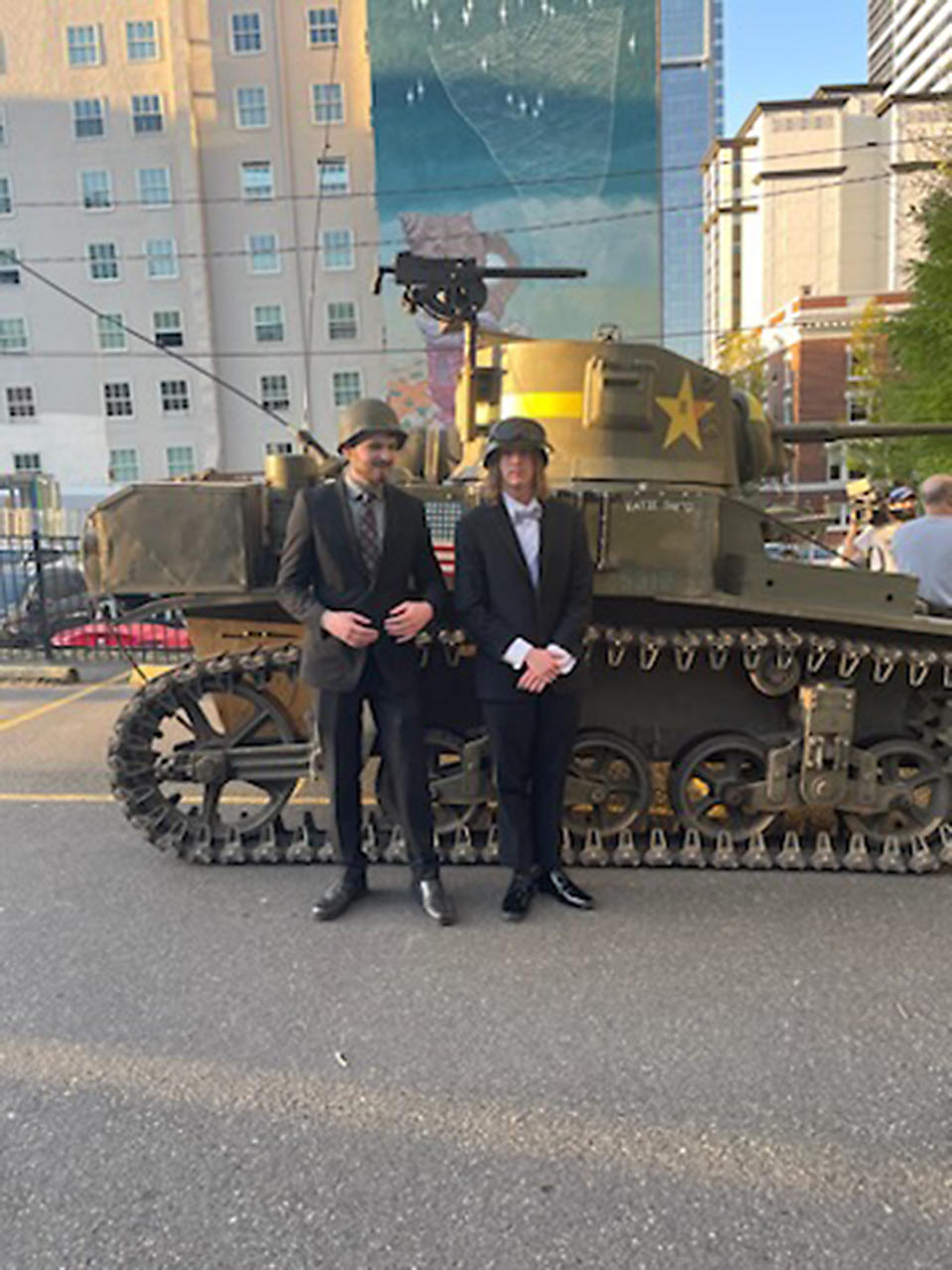 Teens take WW2 tank to prom (Courtesy Megan and Sherman Bynum)