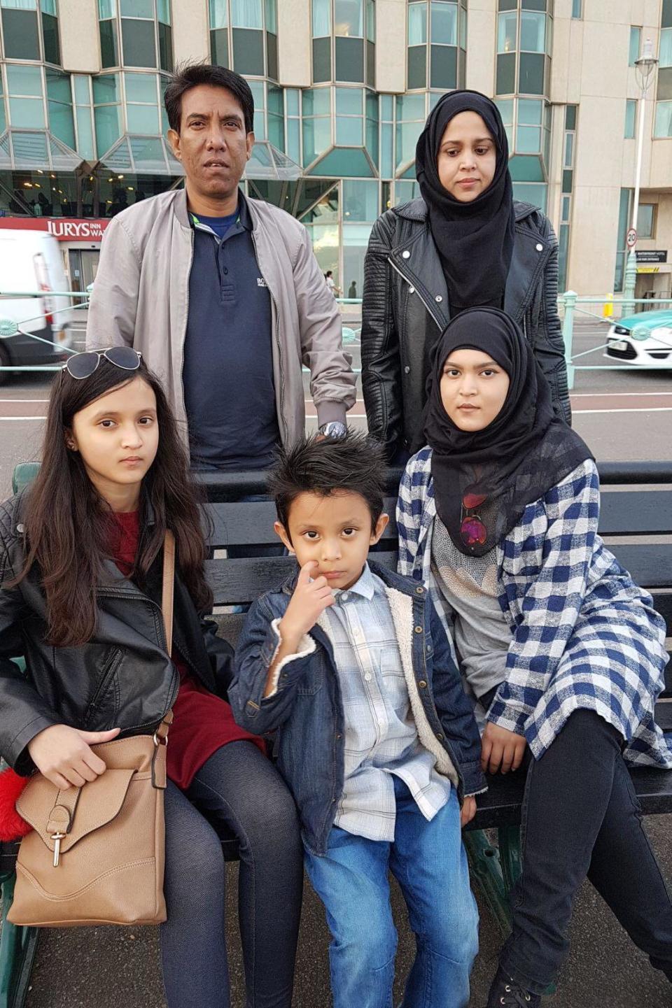 Crash: Abdul Hadi with wife Forida and children Tasmin, 12, Rahim, six, and Mita, 16