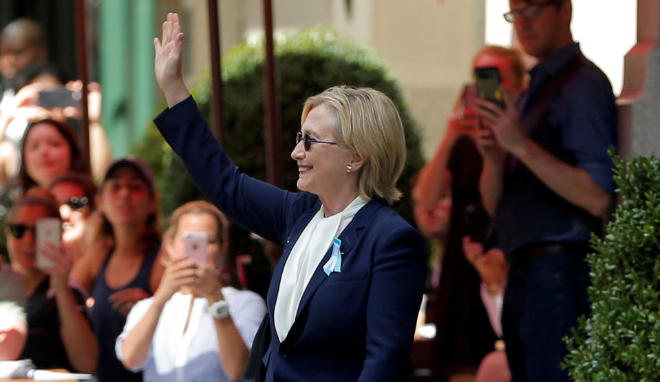 Hillary Clinton leaves her daughter Chelsea's home in New York, New York, United States September 11, 2016, after Clinton left ceremonies commemorating the 15th anniversary of the September 11 attacks feeling 