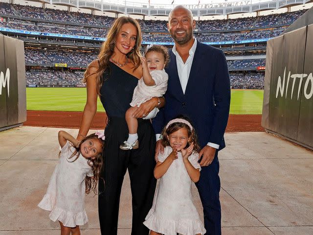 New York Yankees/Derek Jeter/Instagram Derek Jeter with wife Hannah Davis Jeter and their three daughters: Bella Raine, Story Grey, River Rose