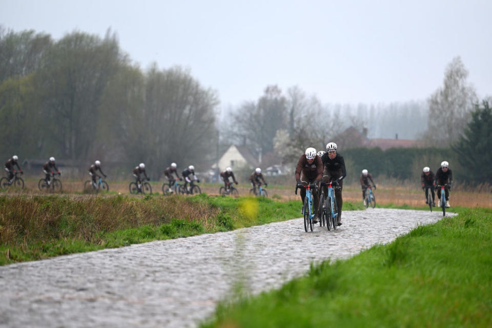 ROUBAIX FRANCE  APRIL 06 Greg Van Avermaet of Belgium and Ag2R Citron Team during the ParisRoubaix 2023 Training Day 1  UCIWT  on April 06 2023 in Roubaix France Photo by Luc ClaessenGetty Images