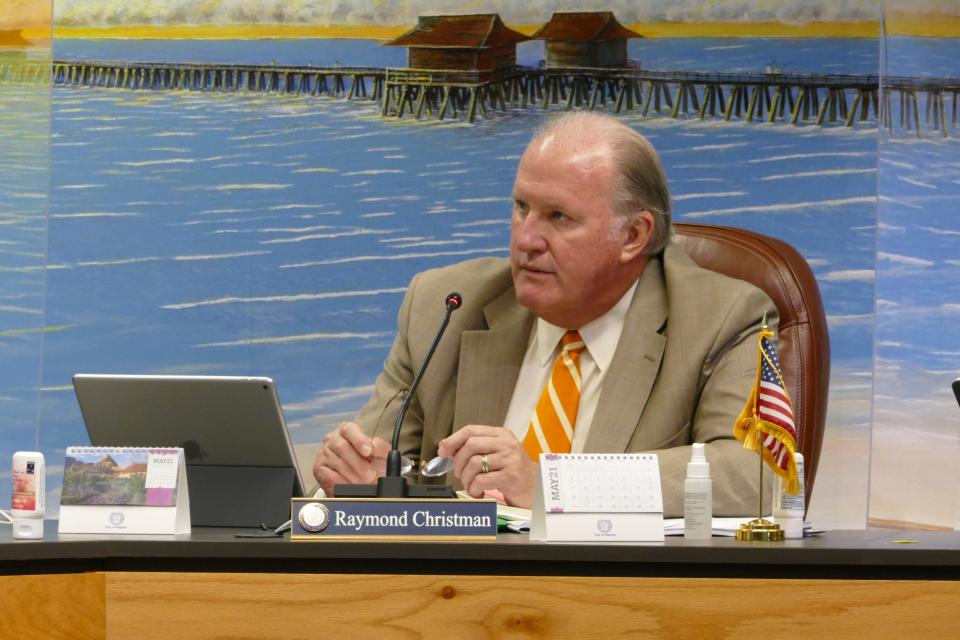 Naples City Councilman Ray Christman speaks during a council meeting on May 25, 2021.