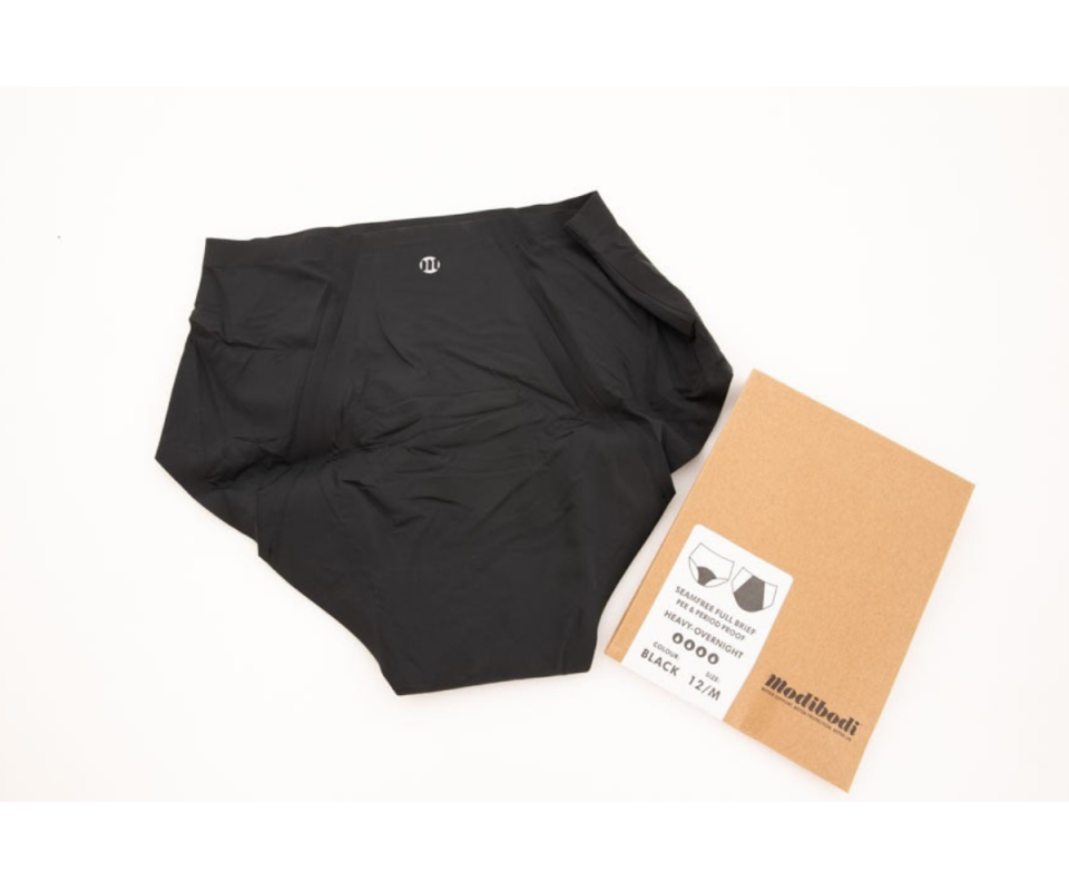 Black high waisted period underwear from Modibodi.